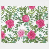 Couverture Polaire Mariage floral rose vif (Devant (Horizontal))