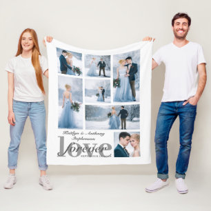 Couverture Polaire Mariage FOREVER LOVE 7 Photo Collage Couleur perso