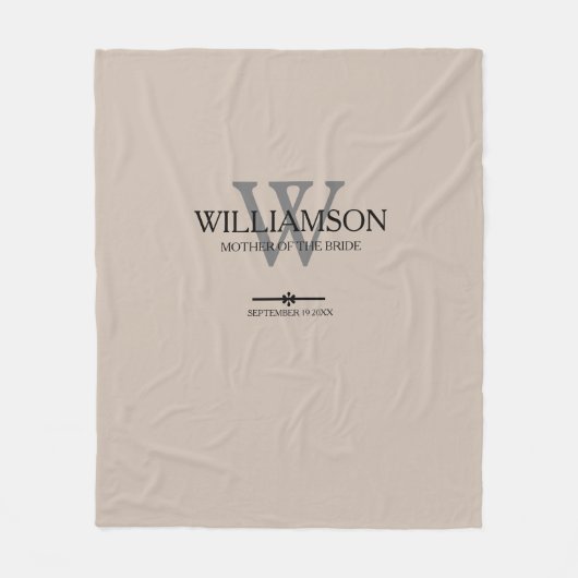 Couverture Polaire Mariage Mère De La Mariée Cadeau Script Monogramme (Devant)