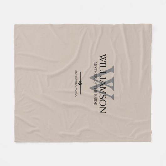 Couverture Polaire Mariage Mère De La Mariée Cadeau Script Monogramme (Devant (Horizontal))