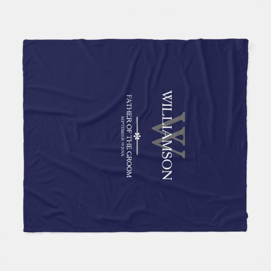 Couverture Polaire Mariage Père Du Groom Cadeau Monogramme Élégant (Devant (Horizontal))