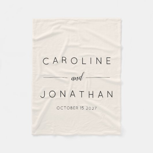 Couverture Polaire Mariage personnalisé minimaliste moderne Script iv (Devant)