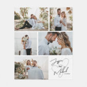 Couverture Polaire Mariage Photo Calligraphie Collage Keepsaké (Devant)