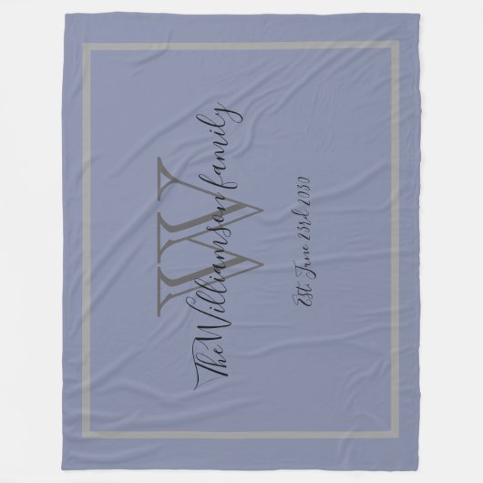 Couverture Polaire Mariage rustique cadeau Chic Script Keepsaké Monog (Devant)