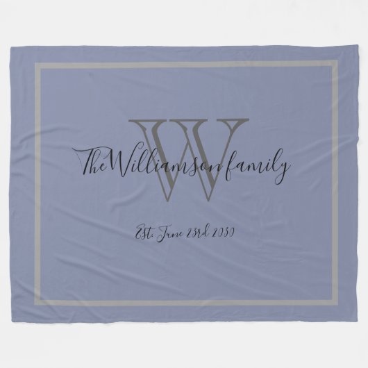 Couverture Polaire Mariage rustique cadeau Chic Script Keepsaké Monog (Devant (Horizontal))