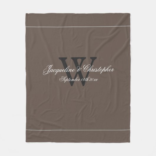Couverture Polaire Mariage rustique et nouveau marié Monogram garde-c (Devant)