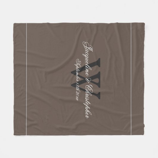 Couverture Polaire Mariage rustique et nouveau marié Monogram garde-c (Devant (Horizontal))