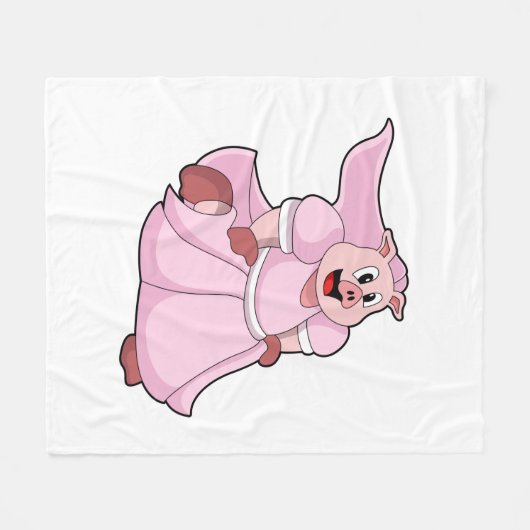 Couverture Polaire Mariée cochon en robe de mariée (Devant (Horizontal))
