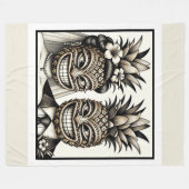 Couverture Polaire Mariée et fille Aloha Pineapple Tiki Mariage princ (Devant (Horizontal))