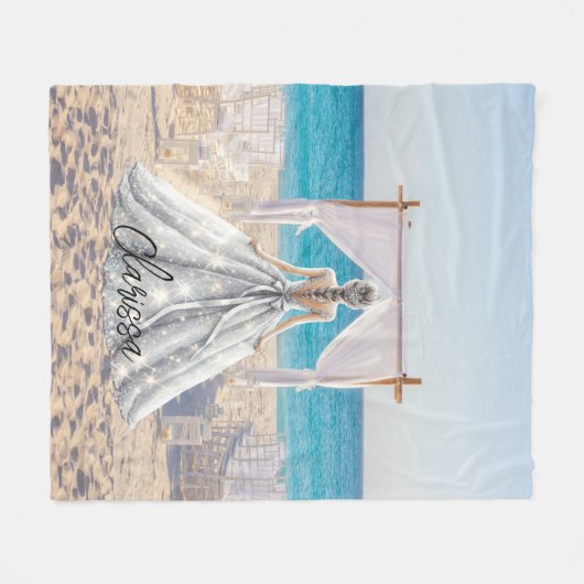 Couverture Polaire Mariée Mariage Jour Plage Mariage Fancy Gown (Devant (Horizontal))