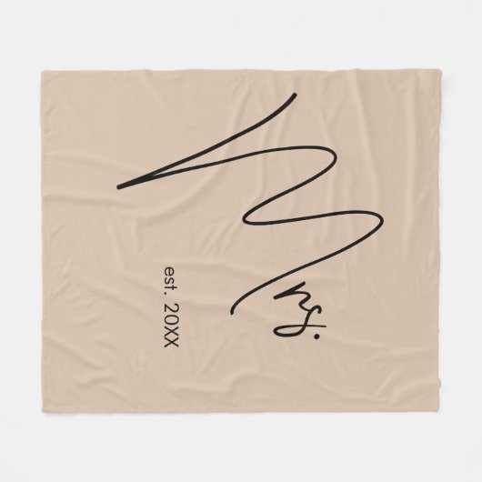 Couverture Polaire Mariée moderne | Beige + noir (Devant (Horizontal))