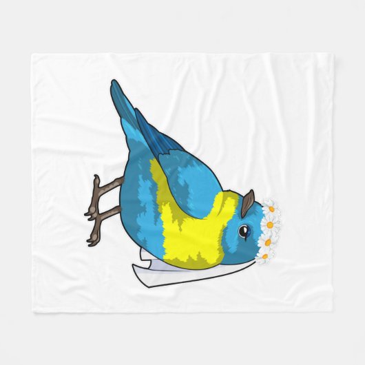 Couverture Polaire Mariée oiseau avec une couronne de fleurs (Devant (Horizontal))