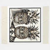 Couverture Polaire Mariés Aloha Tête de Tiki Ananas Mariage  (Devant (Horizontal))