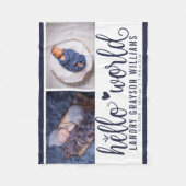 Couverture Polaire Marine bleu Bonjour Monogramme Monographie Baby St (Devant)