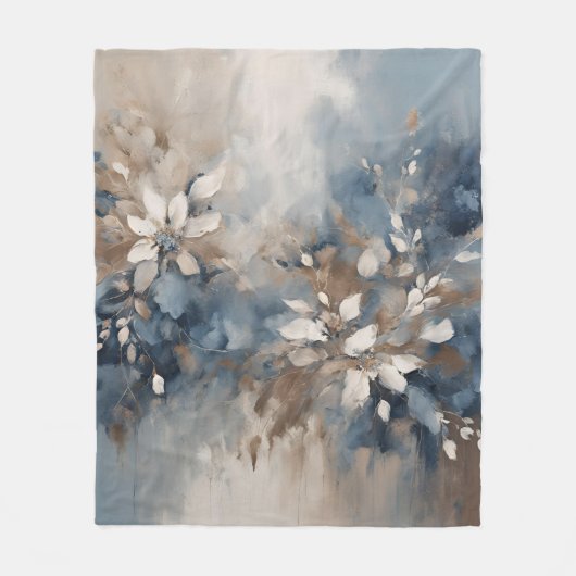 Couverture Polaire Marine Bleu clair Brown Floral moderne (Devant)