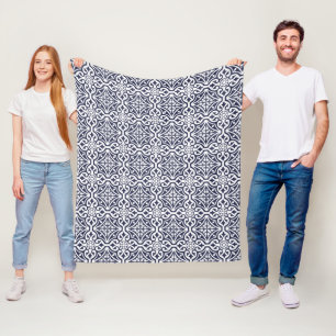 Couverture Polaire Marine bleu et blanc Talavera mexicain Carreaux Ha