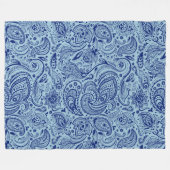 Couverture Polaire Marine Bleu Et Bleu Léger Floral Paisley (Devant (Horizontal))