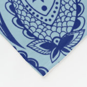 Couverture Polaire Marine Bleu Et Bleu Léger Floral Paisley (Coin)