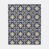 Couverture Polaire Marine bleu or blanc Marocain arabesque carreau (Devant)