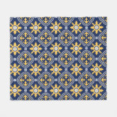 Couverture Polaire Marine bleu or blanc Marocain arabesque carreau (Devant (Horizontal))