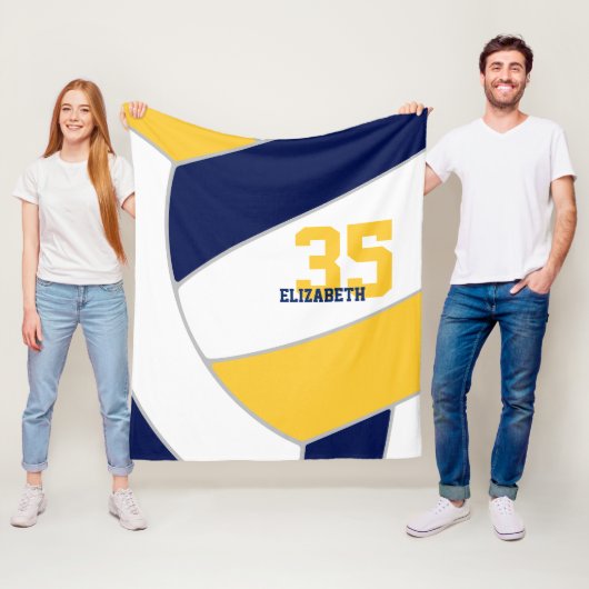 Couverture Polaire marine bleu or filles garçons ginormous volleyball (En situation)