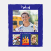 Couverture Polaire Marine bleu photo collage garçon amis (Devant)