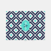 Couverture Polaire Marine Bleue, Turquoise, Diamant Blanc Ikat (Devant (Horizontal))