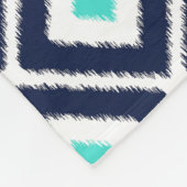 Couverture Polaire Marine Bleue, Turquoise, Diamant Blanc Ikat (Coin)