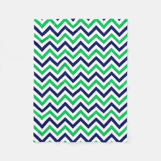 Couverture Polaire Marine, Emeraude, Blanc Grand Chevron ZigZag Motif (Devant)
