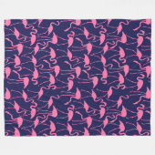 Couverture Polaire Marine et motif rose de Flamant rose (Devant (Horizontal))