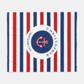 Couverture Polaire Marine marine Bleu Rouge Blanc rayures (Devant (Horizontal))