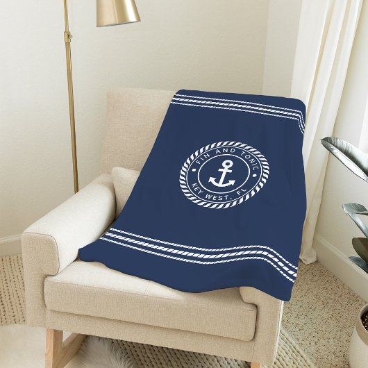 Couverture Polaire Marine nautique et Ancre blanche | Nom du bateau p