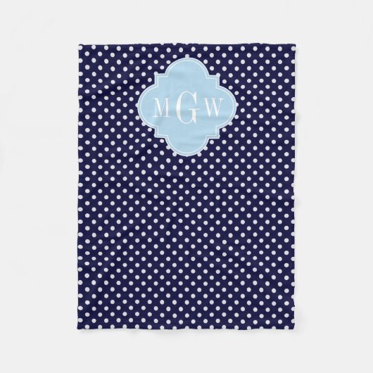 Couverture Polaire Marine Whats Pois Lt Blue Quatrefoil 3 Monogramme (Devant)