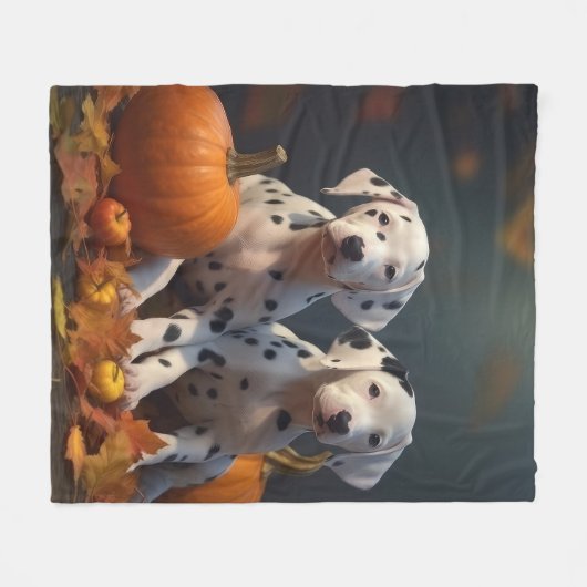 Couverture Polaire Marionnette dalmate Automne Citrouille délice (Devant (Horizontal))