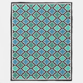 Couverture Polaire Marocain Turquoise Turquoise Blue Quatrefoil Motif (Devant)