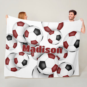 Couverture Polaire maroon black football balls enfants salle de sport