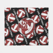 Couverture Polaire maroon blanc J'aime volleyball motifs filles (Devant (Horizontal))