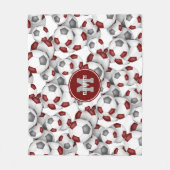 Couverture Polaire maroon gris équipe couleurs soccer balls motif (Devant)