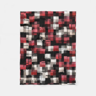 Couverture Polaire Maroon noir blanc Abstrait Plaid