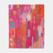 Couverture Polaire Marques de pinceau rose et orange Abstraites (Devant)
