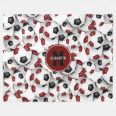 Couverture Polaire marron noir équipe couleurs soccer balls motif (Devant (Horizontal))