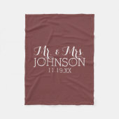 Couverture Polaire Marsala couleur solide - Mr & Mrs Wedding Favors (Devant)