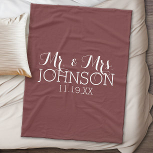 Couverture Polaire Marsala couleur solide - Mr & Mrs Wedding Favors