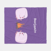 Couverture Polaire Marshmallows mignons roses par dessin animé sur le (Devant (Horizontal))