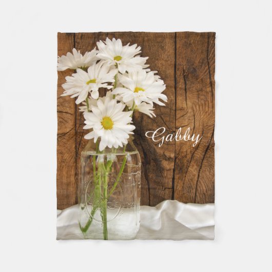 Couverture Polaire Mason Jar et White Daisies Country Ranch (Devant)