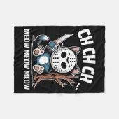 Couverture Polaire Masque de chat Ch Ch Ch Meow Meow Drôle d'Hallowee (Devant (Horizontal))
