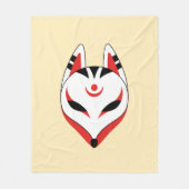 Couverture Polaire Masque japonais Kitsune Fox sur Jaune (Devant)