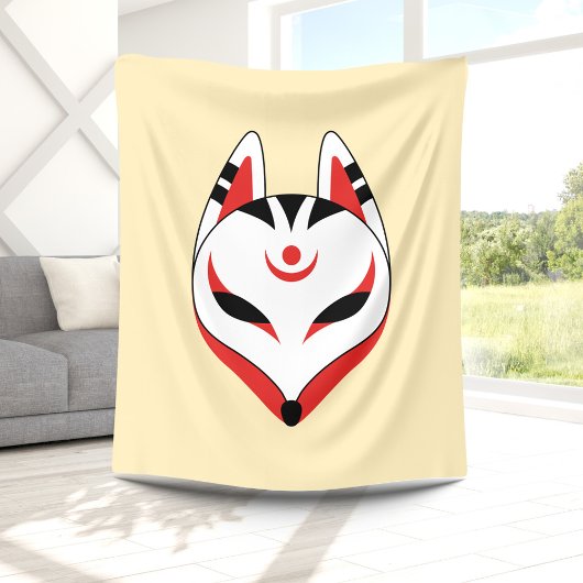Couverture Polaire Masque japonais Kitsune Fox sur Jaune
