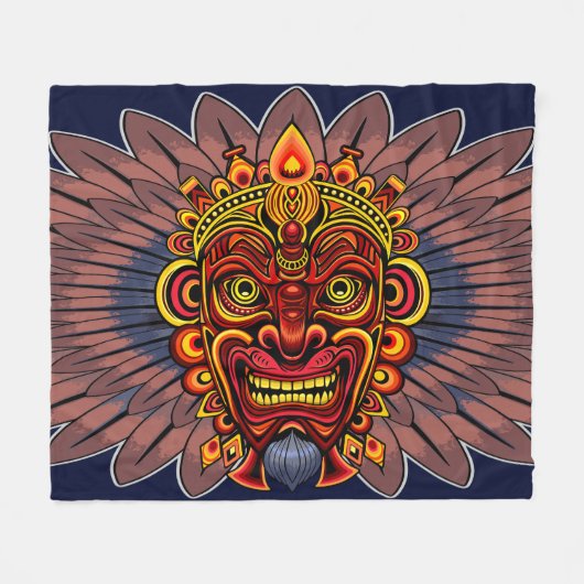 Couverture Polaire Masque rituel du roi guerrier tribal (Devant (Horizontal))