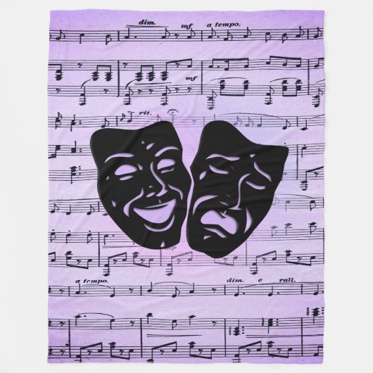 Couverture Polaire Masques de musique et de théâtre violets (Devant)